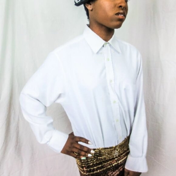 Shop the Iconic 70s Vintage Disco Gunmetal Black Sequins Stretch Knit Tube Top - Picture 3 of 6